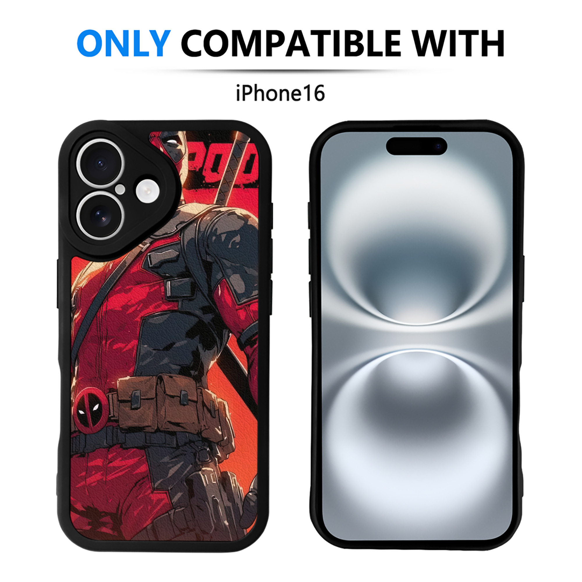 （画像用） Deadpool デッドプール 【iPhone 16シリーズ対応】シリコンスマホケース（レザー調） 材質：シリコン